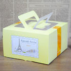 Emballage jaune de boîte de papier pour l'emballage de gâteau, boîte de gâteau pliable avec la poignée