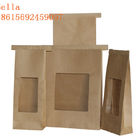 Papier d'emballage adapté aux besoins du client de fenêtre de fond plat de sacs en papier de bloc carré pour le grain de café