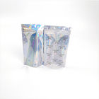 Shinny le sac cosmétique d'emballage d'hologramme brillant biodégradable avec l'avant transparent
