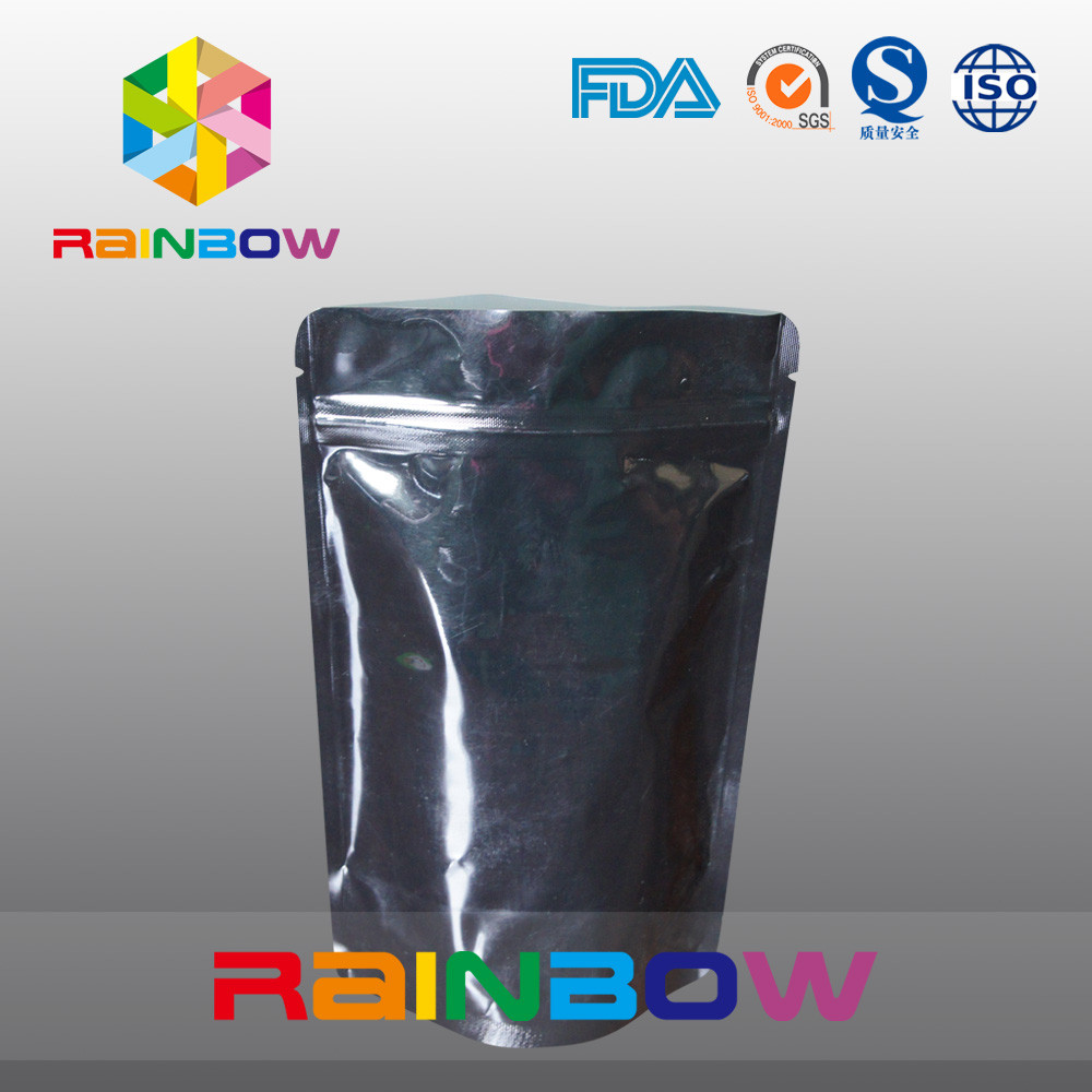 Emballage imprimé adapté aux besoins du client de poche de papier d'aluminium pour la poudre de protéine, noir
