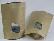 L'aluminium de sachet à thé de papier de Papier d'emballage Brown a garni de la fenêtre/tient la fermeture éclair de poche de thé vert