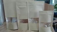 Brown zip-lock tiennent les sacs d'emballage alimentaire de sacs en papier adaptés aux besoins du client par poche avec la fenêtre claire