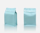 Le fond plat bleu mat fait sur commande de sac de café d'impression d'emballage en plastique de tirette met en sac 250g, 1lb, 2Lb