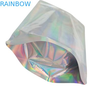 Sacs holographiques personnalisés en couleur, pochettes en film avec fonction anti-odeur et refermable