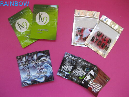 Sacs de fines herbes d'emballage d'encens adaptés aux besoins du client par OEM avec la serrure de fermeture éclair