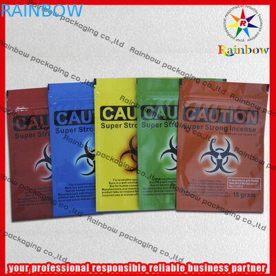 Sachets en plastique de fines herbes de fermeture éclair d'encens durables avec le côté trois scellé