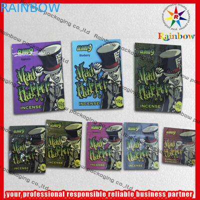 Sachets en plastique de fines herbes de fermeture éclair d'encens de papier d'aluminium réutilisés avec la tirette