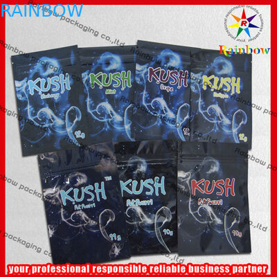 Sachets en plastique de fermeture éclair de papier d'aluminium de Kush, sac coloré de tirette d'encens de fines herbes