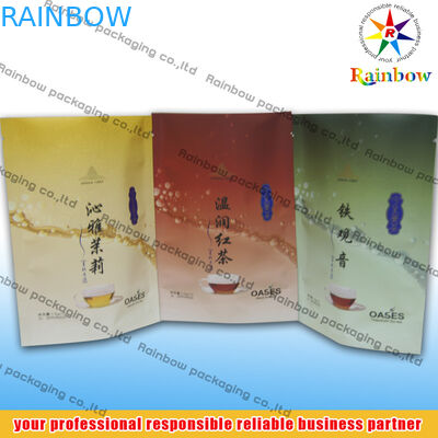 Empaquetage inférieur de sacs à thé de gousset imprimé avec le logo pour le thé de feuilles mobiles