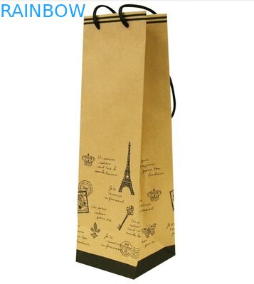 Sac adapté aux besoins du client d'emballage de papier enduit avec la poignée pour le vin et le cadeau