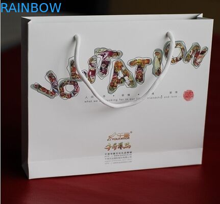 Estampillage chaud de sacs en papier adapté aux besoins du client par poignée écologique avec de l'argent de logo