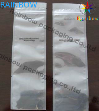 Sac blanc zip-lock de poche d'aluminium de joint de côté d'arbre stratifié avec l'entaille de larme