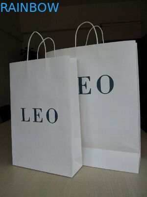 Le logo a imprimé les sacs en papier adaptés aux besoins du client, sac à provisions blanc de poignée de Papier d'emballage