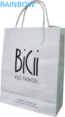 Blanc de empaquetage de achat imprimé par logo de sac de papier 110 grammes de réutilisable