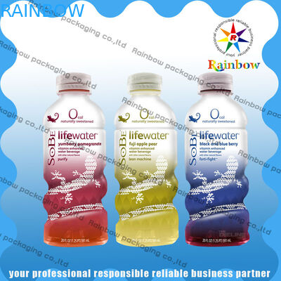 L'enveloppe de rétrécissement de bouteille de boissons gaine l'impression faite sur commande sensible à la chaleur imperméabilisent