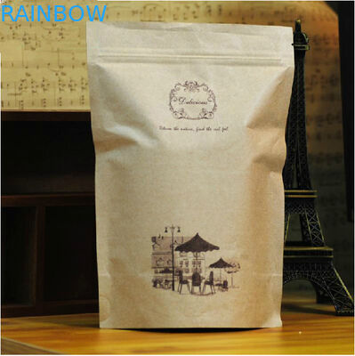 Le grain de café a adapté les sacs en papier aux besoins du client Brown Papier d'emballage avec le sac de papier de métier de fenêtre et de tirette