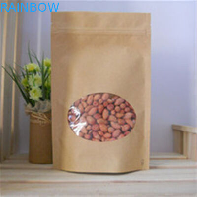 Sacs en papier adaptés aux besoins du client par fenêtre claire, sacs en papier de Brown de tirette