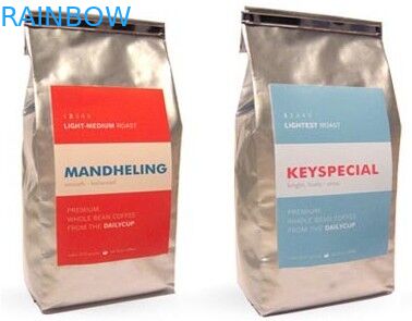 Poche mate de papier aluminium de finition de fond plat, sac argenté d'emballage de café de lien de bidon