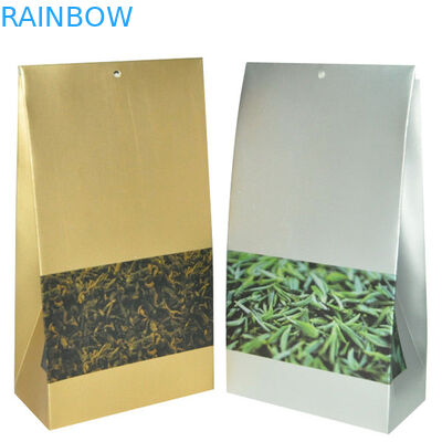 Sac mat argenté jaune de conditionnement en plastique de finition avec Bpttom carré pour le thé