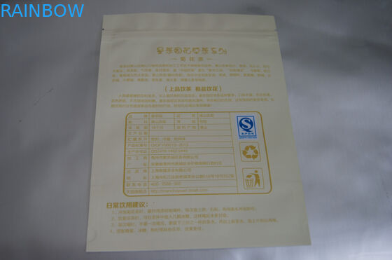 Sacs à thé plats de papier d'aluminium empaquetant avec l'entaille de tirette et de larme pour le chrysanthème Matt