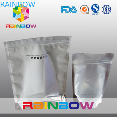 Emballage argenté brillant de poche d'aluminium stratifié par coutume avec la tirette