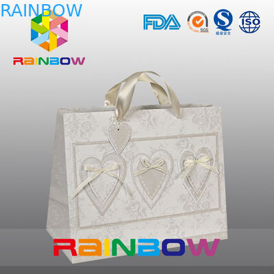 Coutume blanche/rouge de conception unique a imprimé des sacs en papier avec la poignée