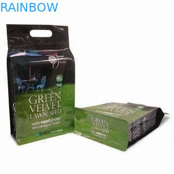 Poche en plastique non-toxique d'aliment pour animaux familiers avec le fond plat et la poignée