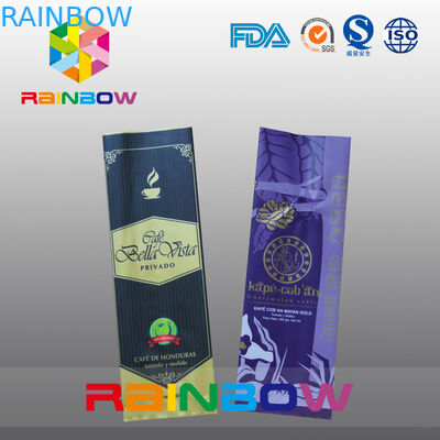 Sachets en matière plastique de joint arrière brillant fait sur commande empaquetant pour le café/grain de café