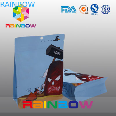 Sachets en matière plastique imprimés par gravure de fond plat empaquetant le rescellage zip-lock de catégorie comestible