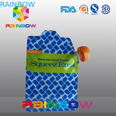 Sacs liquides stratifiés de bec réutilisés par matériel de couche avec la tirette pour l'aliment pour bébé