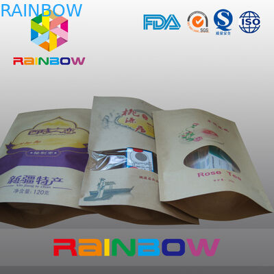 Sacs en papier de Custimized Papier d'emballage de catégorie comestible/sac zip-lock avec la fenêtre