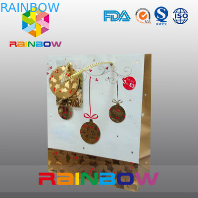 Sac de papier adapté aux besoins du client imprimé par luxe de fond plat avec le cordon pour le cadeau