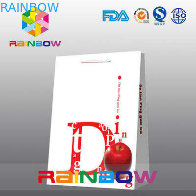 Sac à provisions adapté aux besoins du client par blanc de papier de logo de carton de fond plat de sacs en papier