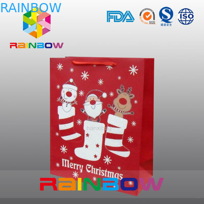 Le rouge a adapté le sac aux besoins du client de cadeau de Noël de sacs en papier avec la corde rouge/mignon imprimé