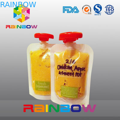 Concevez la catégorie comestible tiennent la poche avec le bec pour l'aliment pour bébé