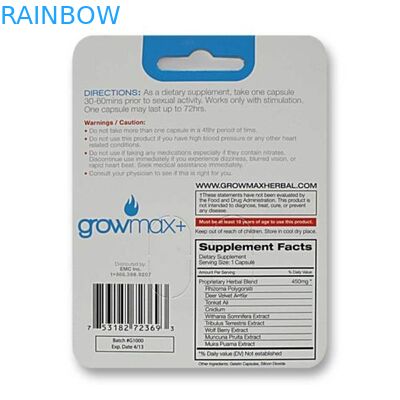 Emballage accrochant imprimé par coutume de carte de papier pour le stimulant masculin d'amélioration avec deux trous