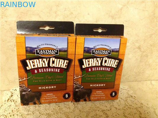 Emballage imprimé par logo de boîte de papier pour assaisonner, paquets de assaisonnement de boîte de papier avec le trou de Hange