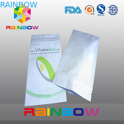 Emballage blanc de sachet en matière plastique de catégorie comestible du fond de bloc avec la coutume de papier d'aluminium imprimée