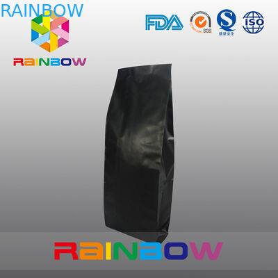 Le noir adapté aux besoins du client a imprimé les sacs inférieurs de gousset, poche en plastique de café avec la tirette/valve