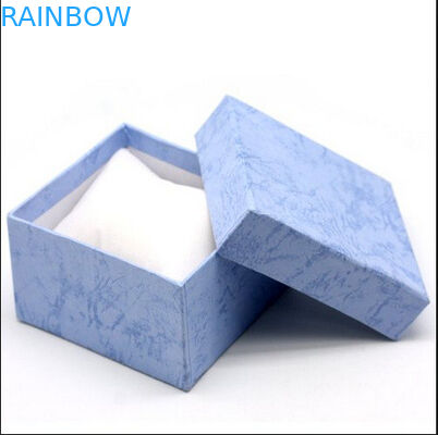 Emballage fait main adapté aux besoins du client par luxe de boîte de papier de cadeau, boîte à bijoux de papier pliable bleue