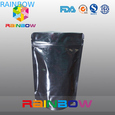 Emballage imprimé adapté aux besoins du client de poche de papier d'aluminium pour la poudre de protéine, noir