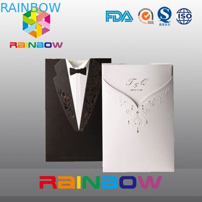 Sacs en papier adaptés aux besoins du client luxueux pour épouser la carte d'invitation avec la copie vive