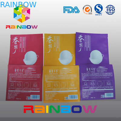 Trois sacs cosmétiques d'emballage de joint latéral avec l'entaille de larme, poche faciale de masque