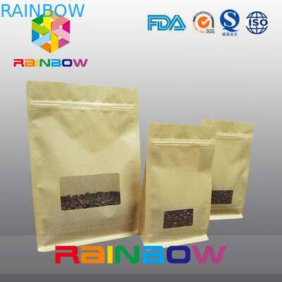 Sacs de gousset de fond plat, sac du fond de bloc de joint de quadruple avec la fenêtre claire pour le café