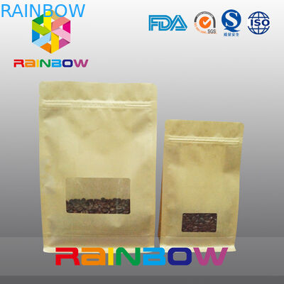 Sacs de gousset de fond plat, sac du fond de bloc de joint de quadruple avec la fenêtre claire pour le café