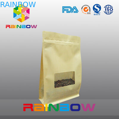 Sacs de gousset de fond plat, sac du fond de bloc de joint de quadruple avec la fenêtre claire pour le café