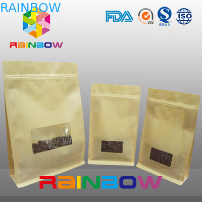 Sacs de gousset de fond plat, sac du fond de bloc de joint de quadruple avec la fenêtre claire pour le café