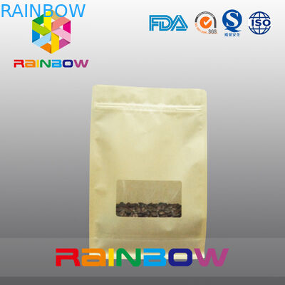 Sacs de gousset de fond plat, sac du fond de bloc de joint de quadruple avec la fenêtre claire pour le café