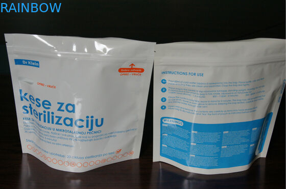 Les sacs de stérilisateur de micro-onde de plastique stratifié de catégorie comestible se lèvent avec la tirette
