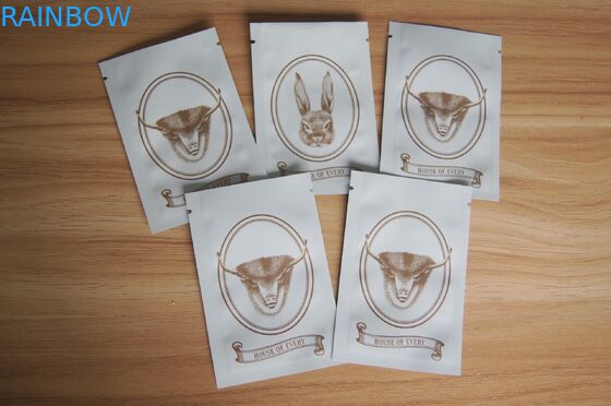 Trois poches latérales d'emballage de graine de joint/sac blanc mat de pot-pourri d'épice de joint de poignée